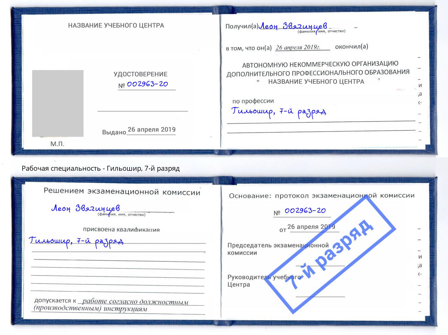 корочка 7-й разряд Гильошир Каменск-Шахтинский