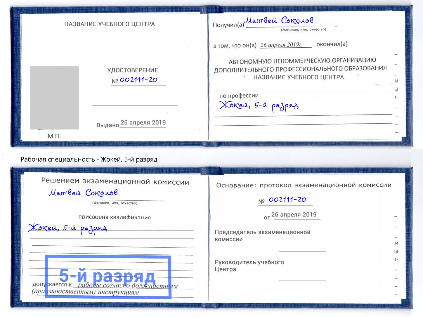 корочка 5-й разряд Жокей Каменск-Шахтинский